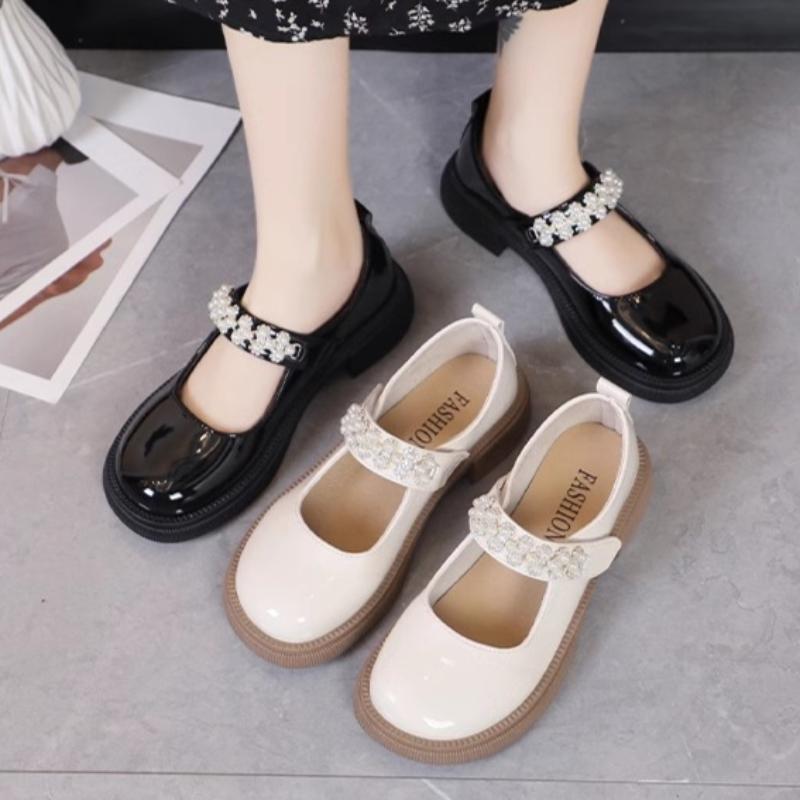 Girls' Leather Shoes Spring and Autumn Single Shoes Small Leather Shoes British Performance Girls Soft Sole Children's Shoes