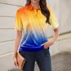 Women's Casual Floral Print V-Neck Short Sleeve Decorative Button T-Shirt Top