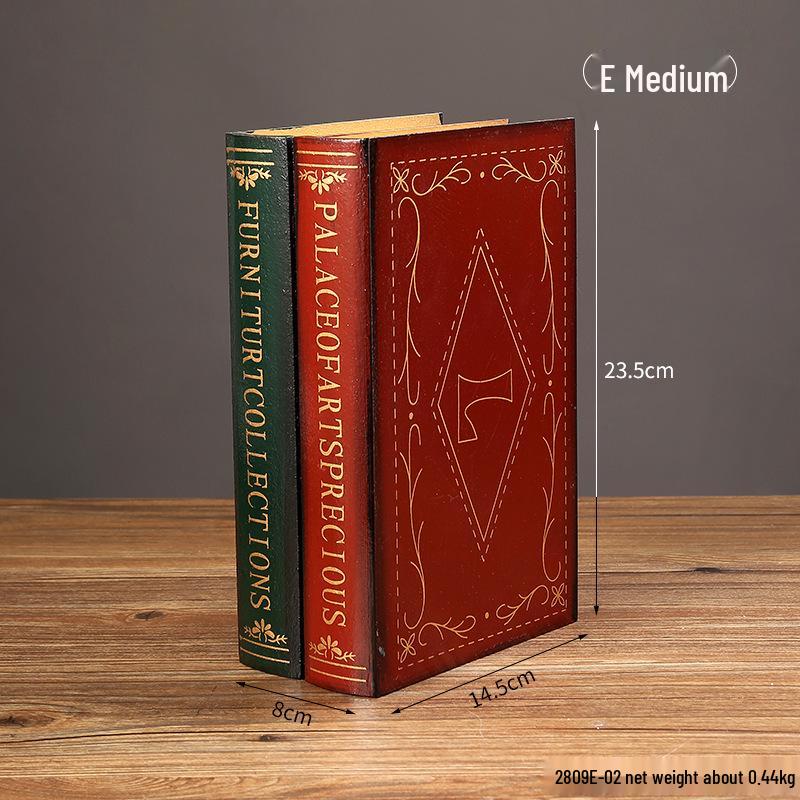 European Retro Faux Book Storage Box and Figurines for Office Decor