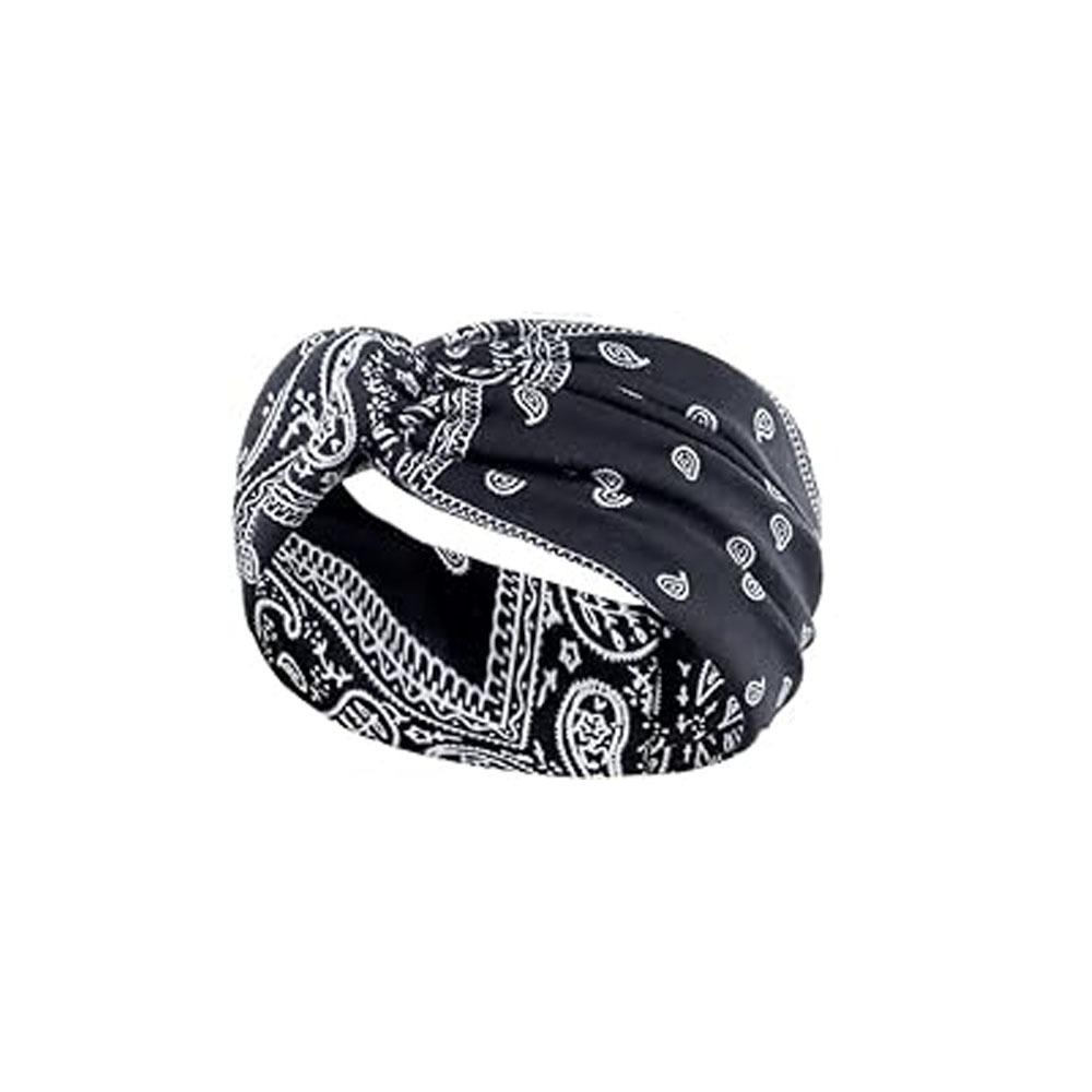 Cashew Flower Headband Sports Running Bohemian Face Wash Makeup Headband Cross Wide-brimmed Headband for Women