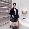 Stylish Double-faced Velvet Coat for Women, Short Petite Slimming Autumn and Winter Outerwear with Fashionable Lapel