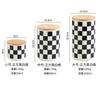 Black and White Checkered Ceramic Storage Tank, Sealed Tank, Suitable for Coffee, Nuts, Tea Boxes, Kitchen Storage Containers