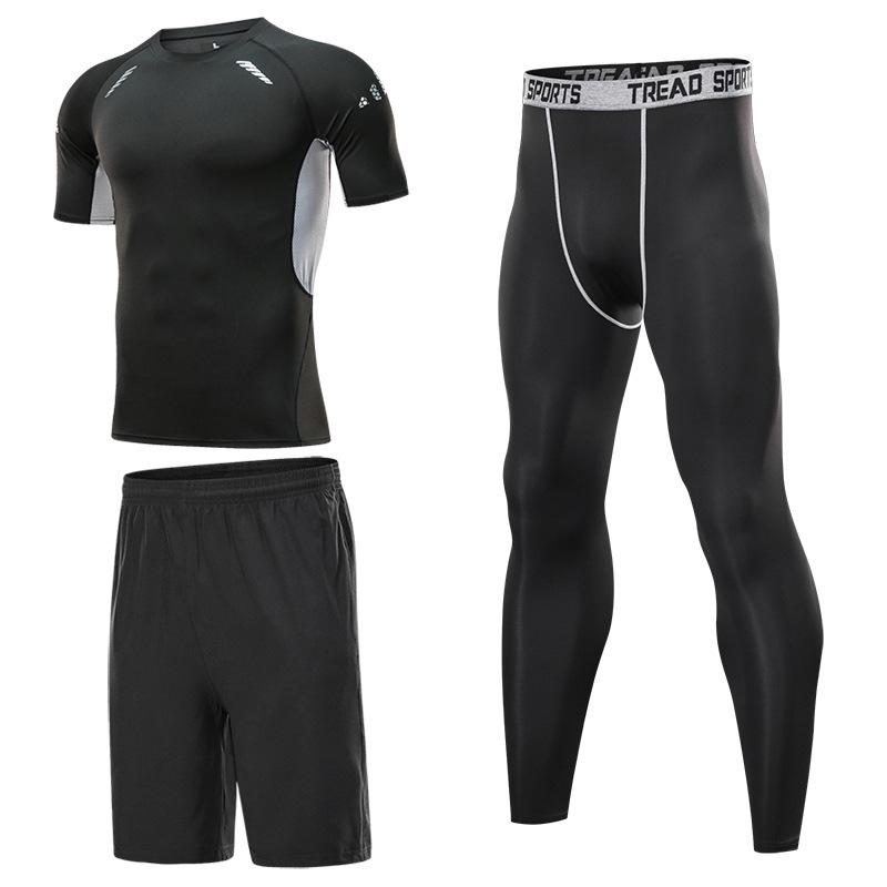 

Мужской быстросохнущий фитнес-комплект: Боди с коротким рукавом и длинными брюками - Эластичная, дышащая одежда для спортзала. Size 24, 125 CM