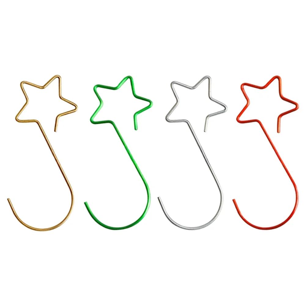 20 Stück Metall-Schmuckhaken Sternförmig für Weihnachtsbaumdekorationen in Gold Grün Silber Rot 5cm Wasserdichtes Design