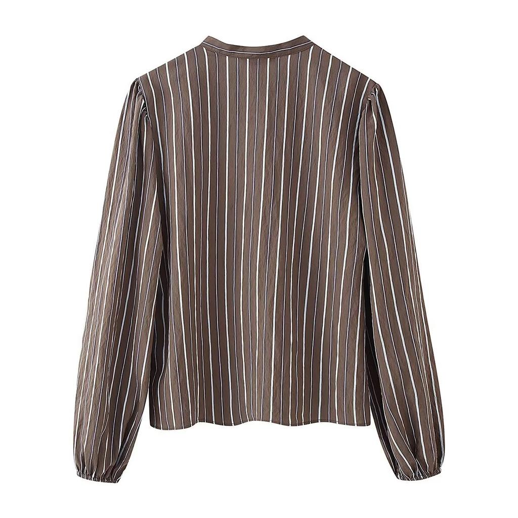 European and American Style New Women's Fashionable Striped Layered Decorative Shirt 2137520