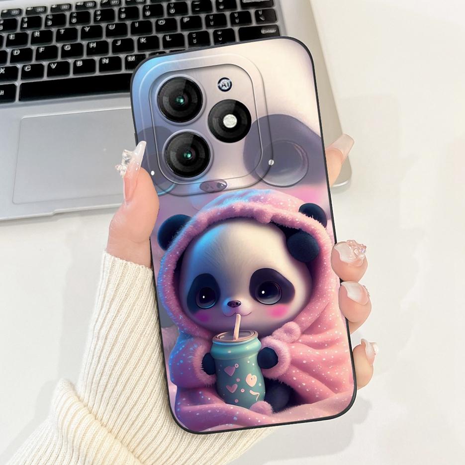 For Itel A70 Case A665L Cute Panda Cartoon Cover Soft Silicone Shockproof Phone Case Fopr Itel A70 A 70 ItelA70 Back Cover Shell