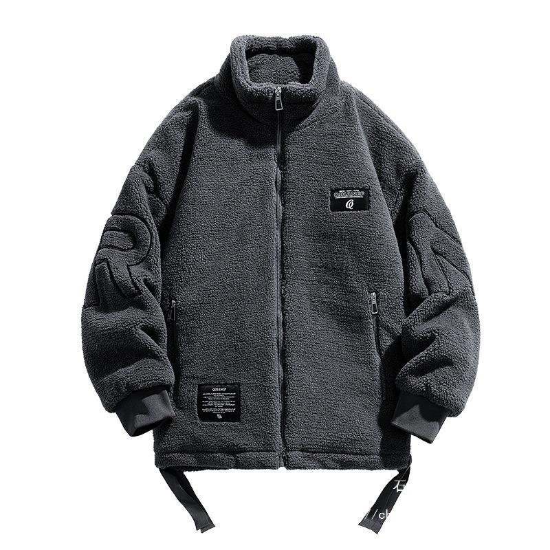 Winter Granular Fleece Jacket Men's Winter Fashion Stand-up Collar Winter Warm Thickened Cotton Clothes Lamb Wool Cotton Clothes