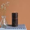Myrrh & Amber Marble Pillar Candle -Bronze Collection - Handcrafted Marble Finish Wax Candle with Warm Resinous Fragrance