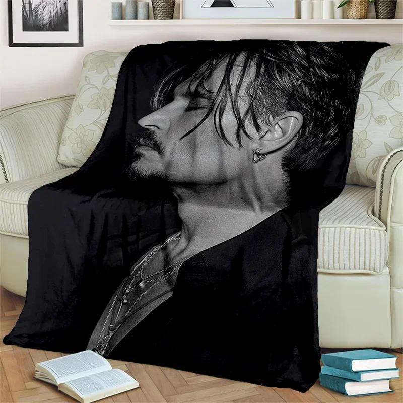 Deka série 3D tisku Johnny Depp, Měkká přehozová deka pro domácnost Ložnici Postel Pohovku Piknik Cestování Kancelář Krycí deka na odpočinek Děti