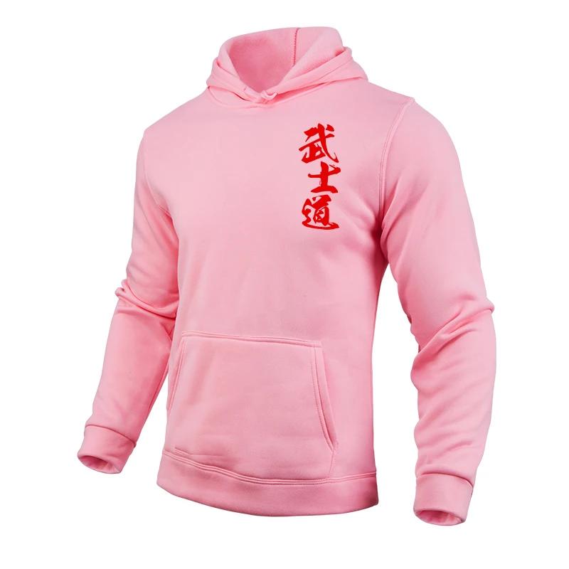 2025 New Arrival Men's Hooded Sweatshirt Japan Bushido Print Hoodies Male Urban Casual Sporty Pullover Gym Fitness Fashion Tops