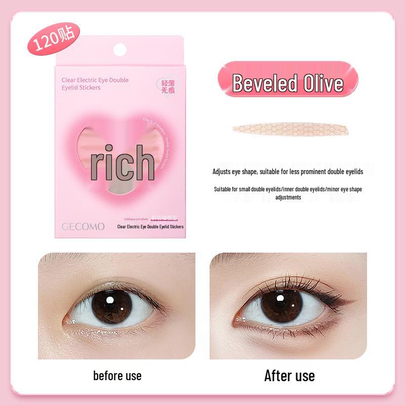 GECOMO Olive Shape Invisible Double Eyelid Tape for Beautiful Eyes