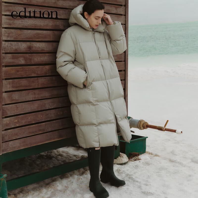 Edition Women's Long Hooded White Goose Down Puffer Jacket