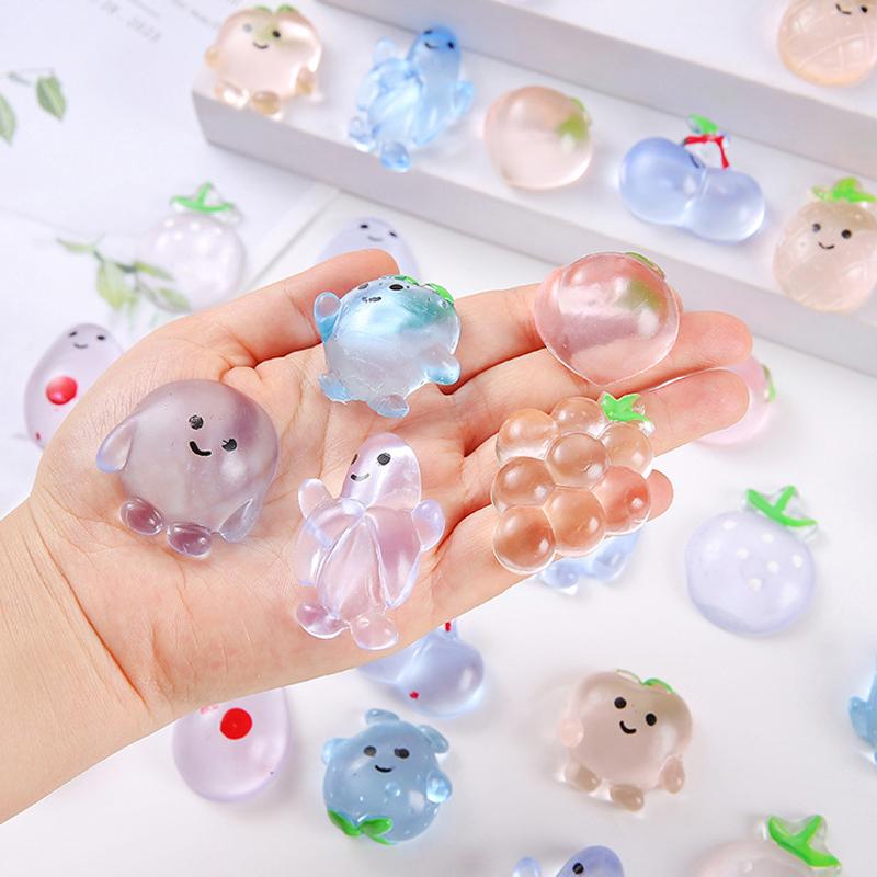 1-50Pc Kawai Cartoon Crystal Squeeze Small Fruit Anti-Stress Toy Fidgeting Stress Relief Toy Decorating Party Game Birthday Gift