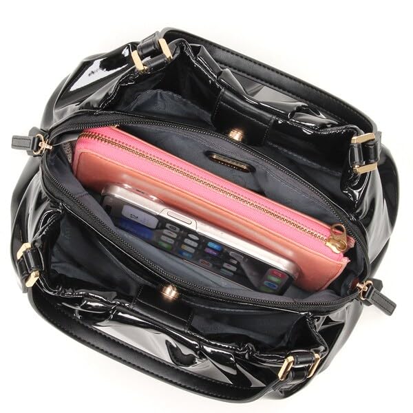 Labagagerie Weicher Emaille-Größe Elfenbein 2-Wege-Handtasche, S, B009401, (33)