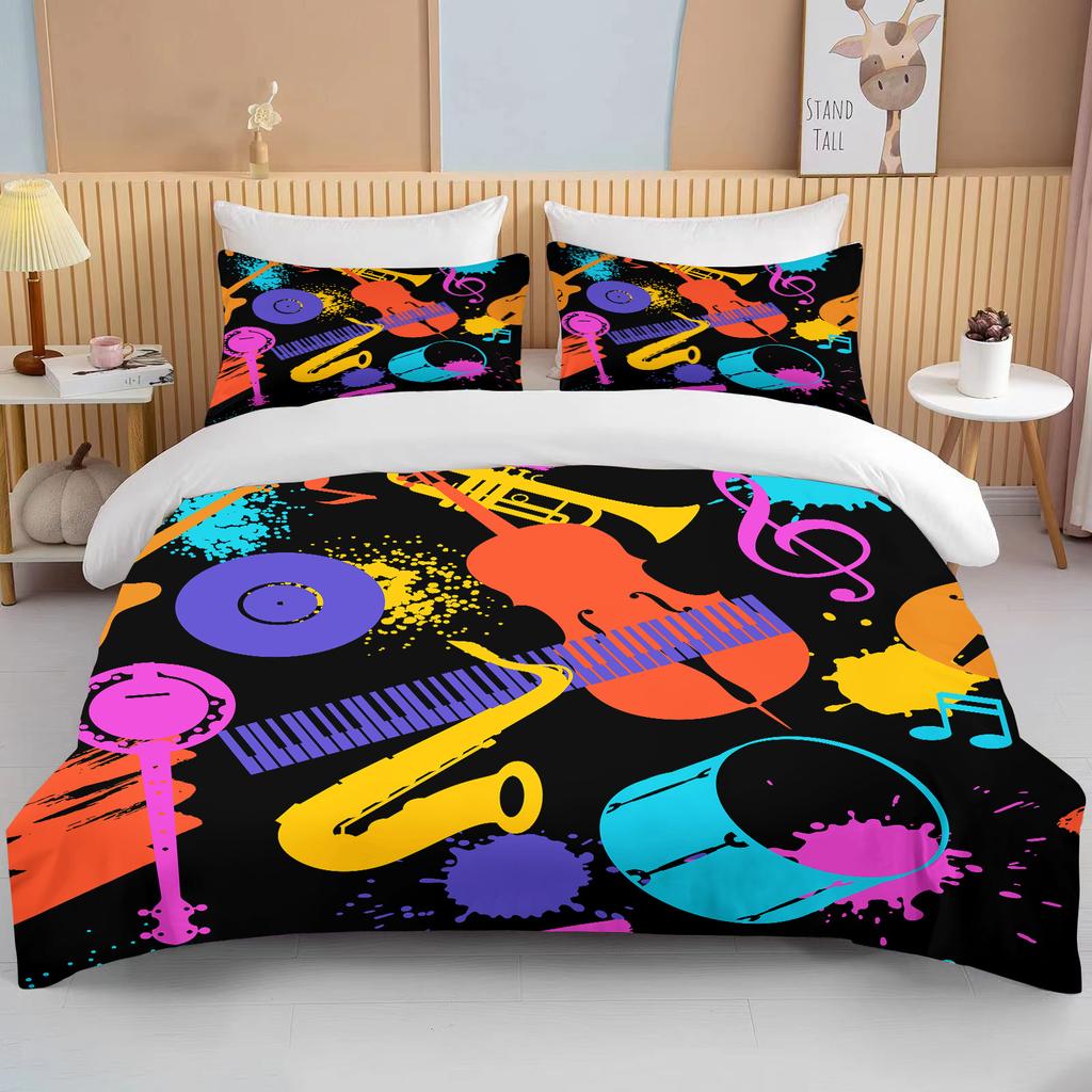 10 Sizes Fine Graffiti Pattern Bedding 3 Piece Set King Size Double Bed Bedding Set Microfiber or Polyester Duvet Cover Set