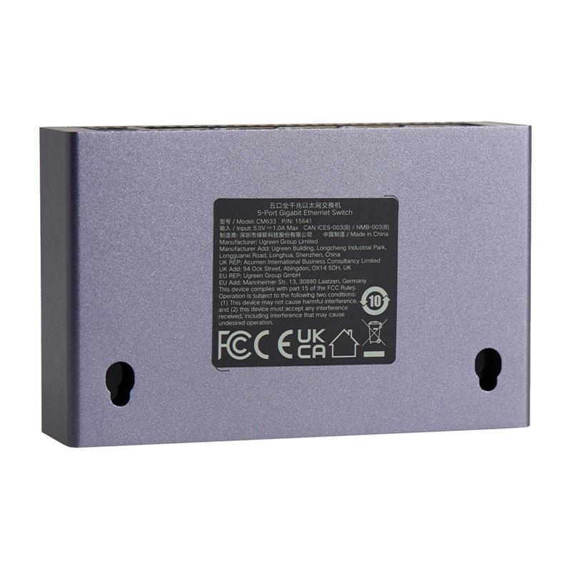 Przełącznik Switch Ugreen Cm633 5-Portowy Gigabit Ethernet (Czarny)