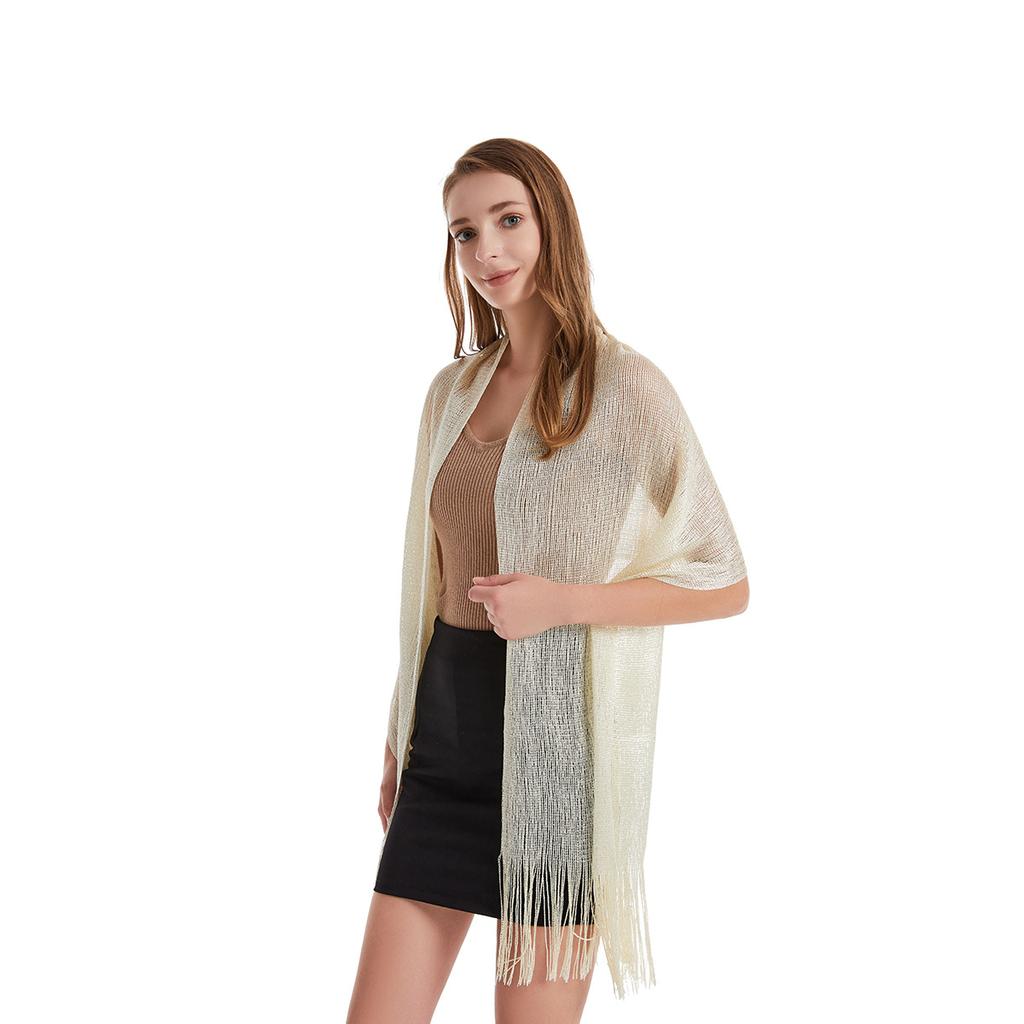 Rayon Scarf, Gold And Silver Silk Flat Scarf, Thin Shawl, Bag Head Scarf, Polyester Scarf, Multi-Color.