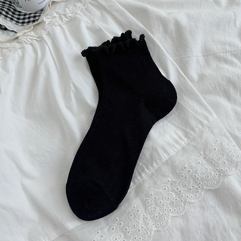Spring Summer Cotton Ruffle Ankle Socks Lolita Girls Cute Kawaii Stockings Breathable Thin Loose Middle Tube Socks Japanese Sox