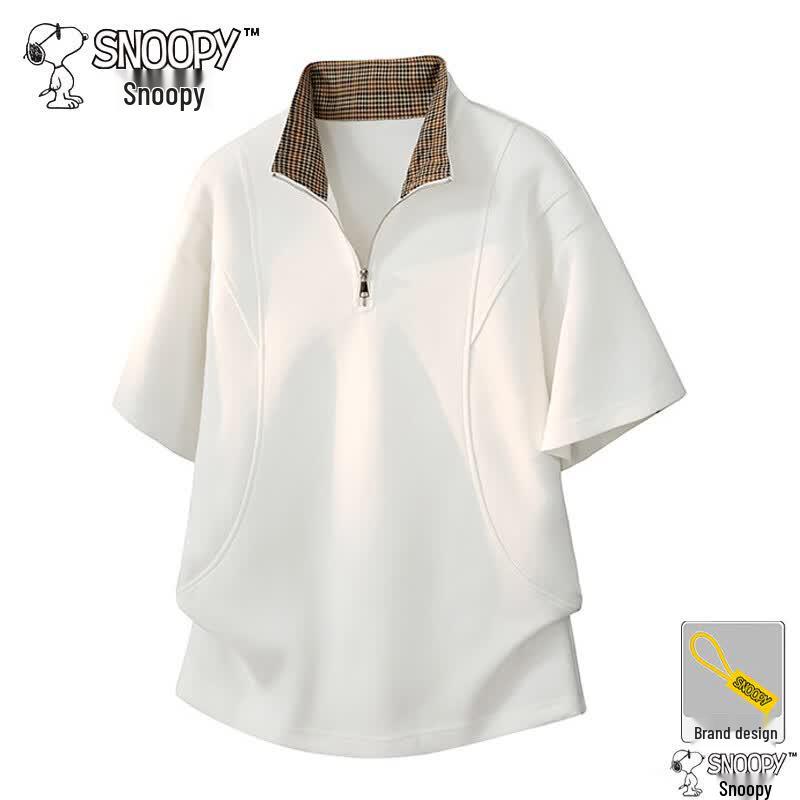 

SNOOPY Men s Stand-Collar Short Sleeve T-Shirt L