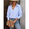 Women's Spring and Autumn Loose Commuter Casual Long-sleeved Pinstripe Shirt