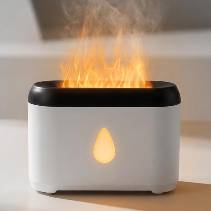 Silent Aromatherapy Flame Humidifier with Atmosphere Lamp for Bedroom