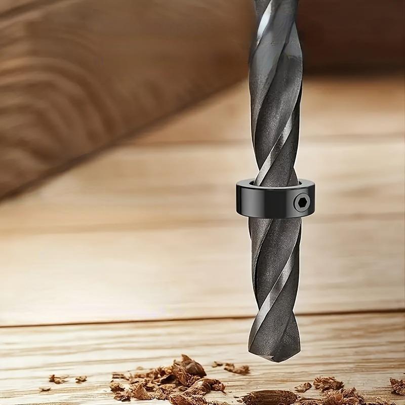 9-teiliges Bohrerpositionierer-Set - Kleiner Schraubenschlüssel, Tiefenanschlagring & Bohrerbegrenzer für die Holzbearbeitung