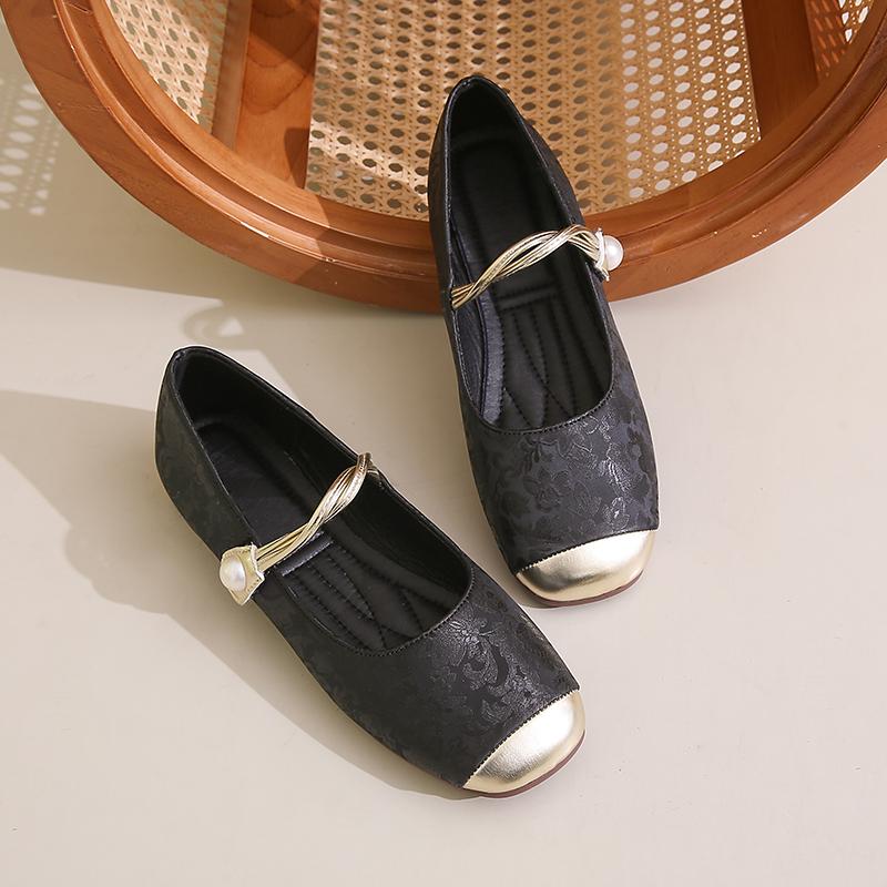 Fashion Elegant 2025 Bowknot Comfort Slip-On Ladies Shoes Ballerina Women's Flat Round Toe Leather Soft-soled Single Shoes Women