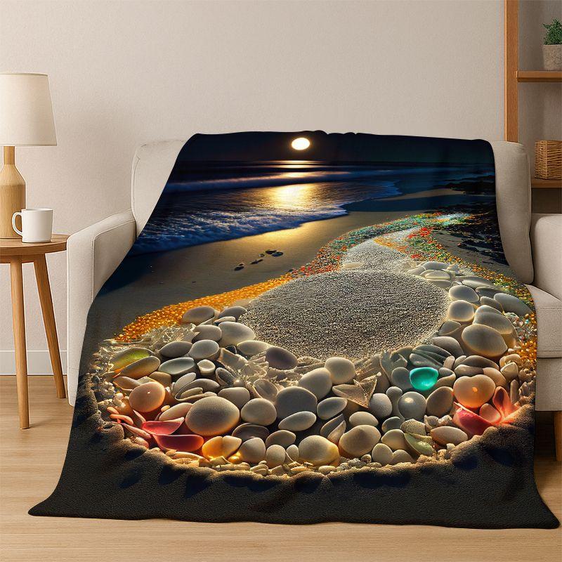Colorful Pebble Rainbow Cobblestone Stone Flannel Blanket Soft Warm Blanket Throw Blanket for Bedroom Living Room Bed Picnic