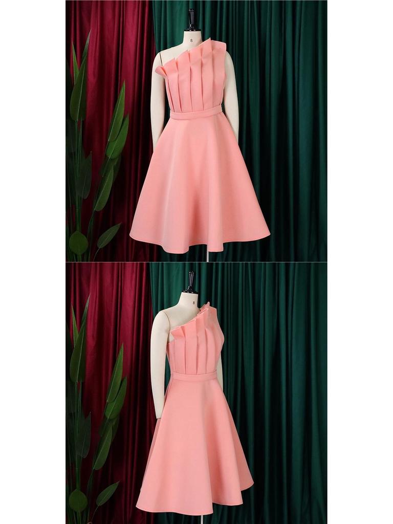 Plus Size Women's One-Shoulder Ruffle High-Waisted Evening Gown Dress