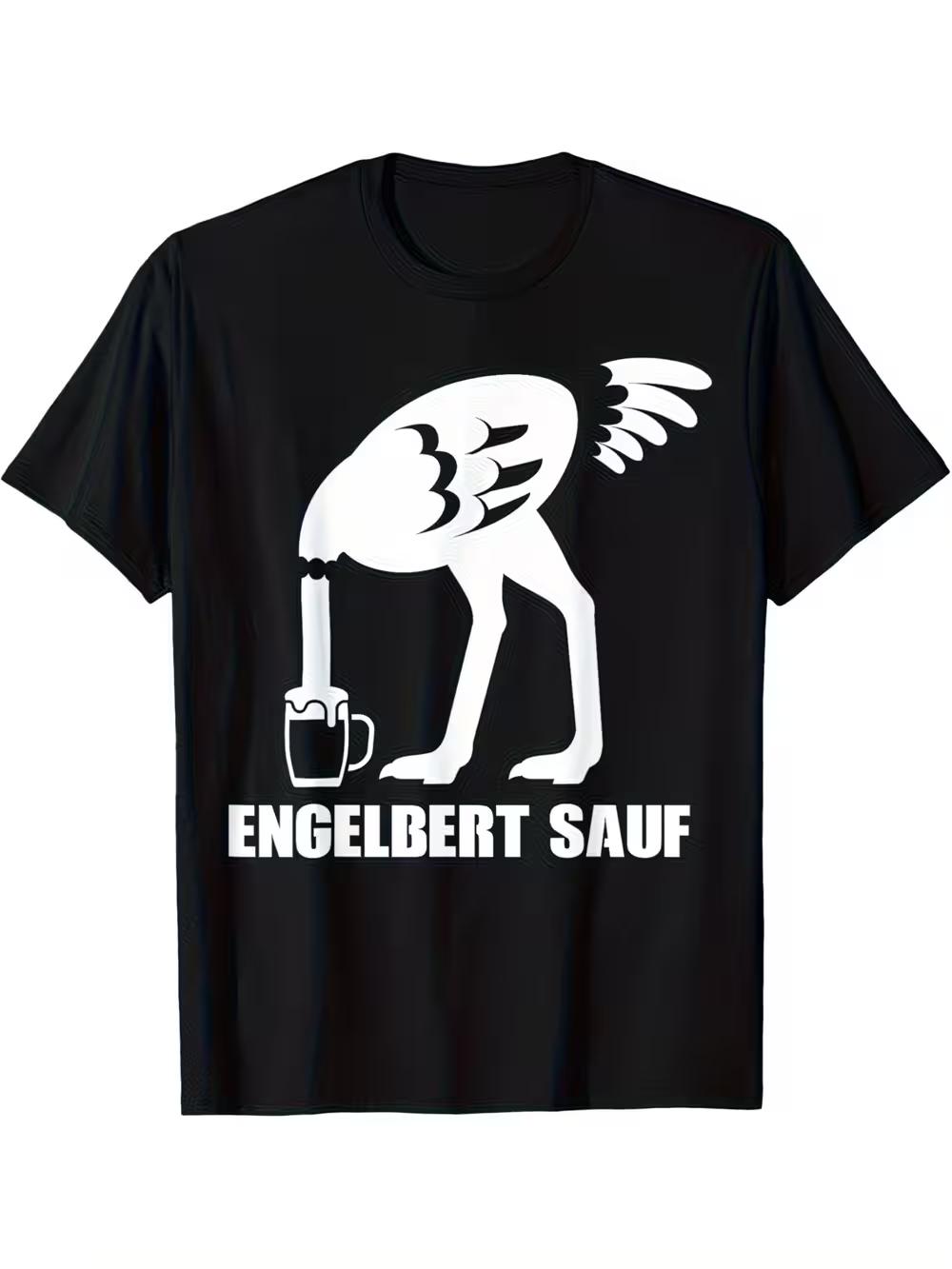 Men s Vintage Humorous Beer Drinking T-Shirt - Angelbert Saufl Graphic Print L