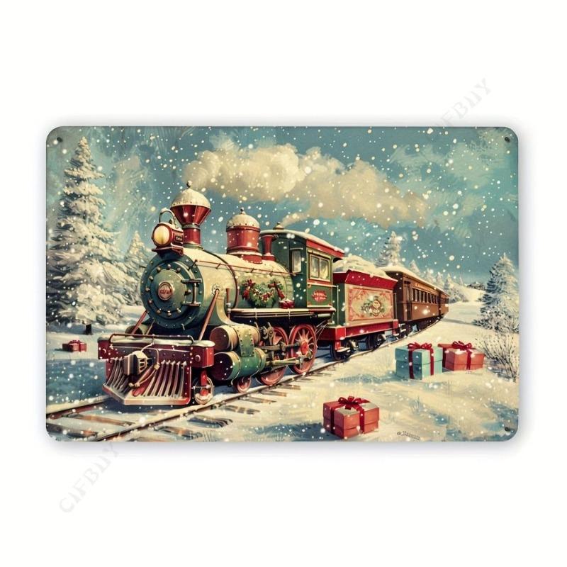 Vintage Christmas Tree Metal Sign, Indoor Outdoor Wall Decor