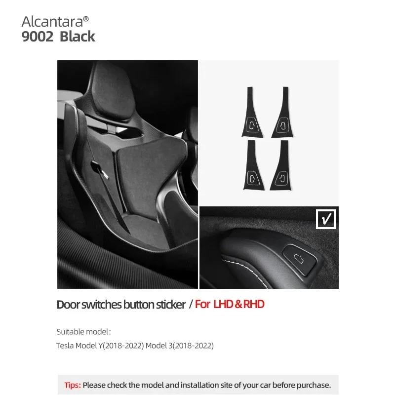 Betterhumz for Tesla Model 3 Model Y Door Lock Button Trim Sticker Car Window Control Panel Sticker Decals Interior Accessories