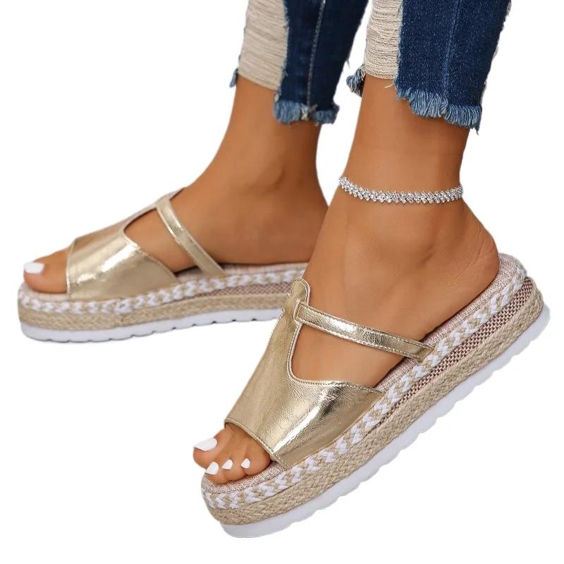 Fashion Women's Shoes 2024 High Quality Plus Size Women's Slippers Fashion Solid  Casual Slippers Women New Peep Toe Platform Sandals