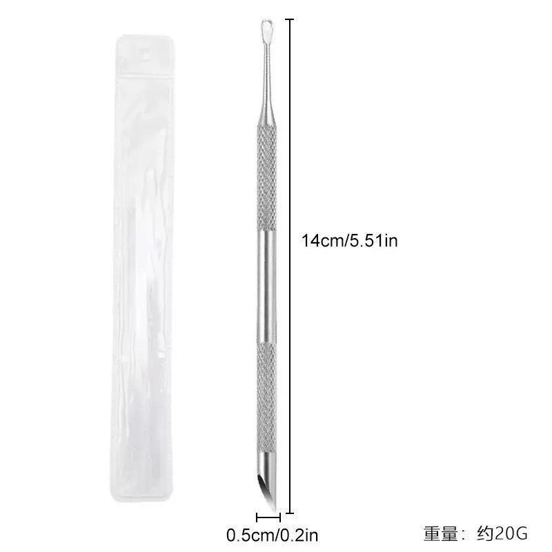 Stainless Steel Double-Headed Nail Pusher Cuticle Remover Exfoliation Prep Tool Clean Dead Skin Circle Bevel Shovel Manicure Pen
