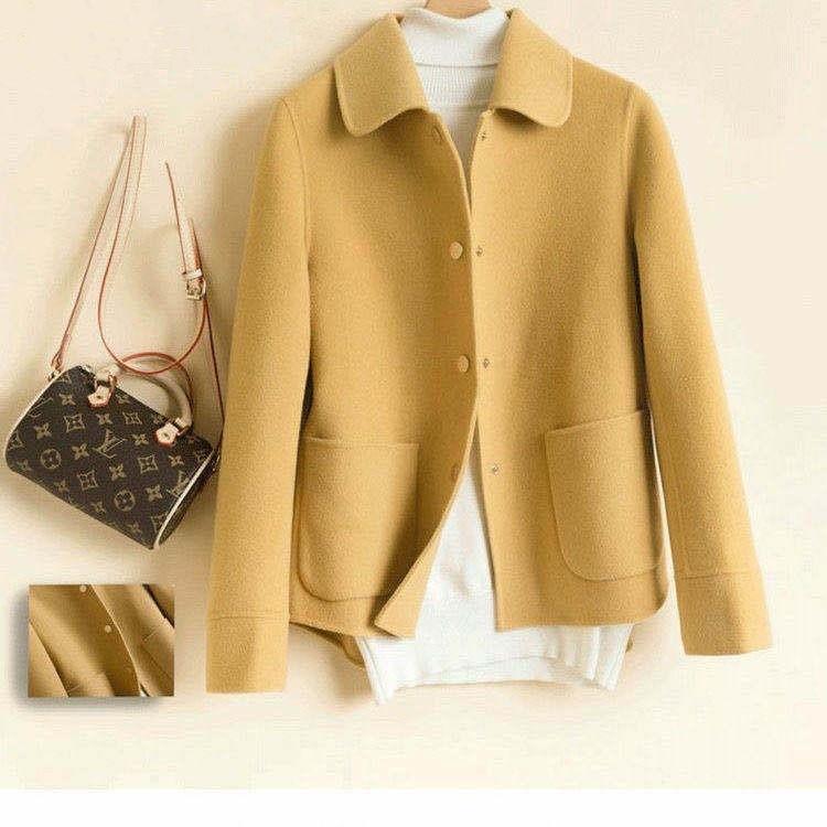 

Женский осенне-зимний повседневный шерстяной пиджак в стиле ретро в британском стиле, свободный однобортный костюмный воротник, шерстяные пальто 3XL жёлтый