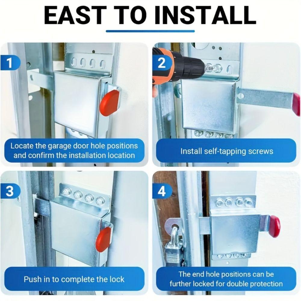Galvanized Steel Garage Door Locks Rust Resistant Thicken Construction Anti-Theft Slide Lock Dual Side Installation Manual Open