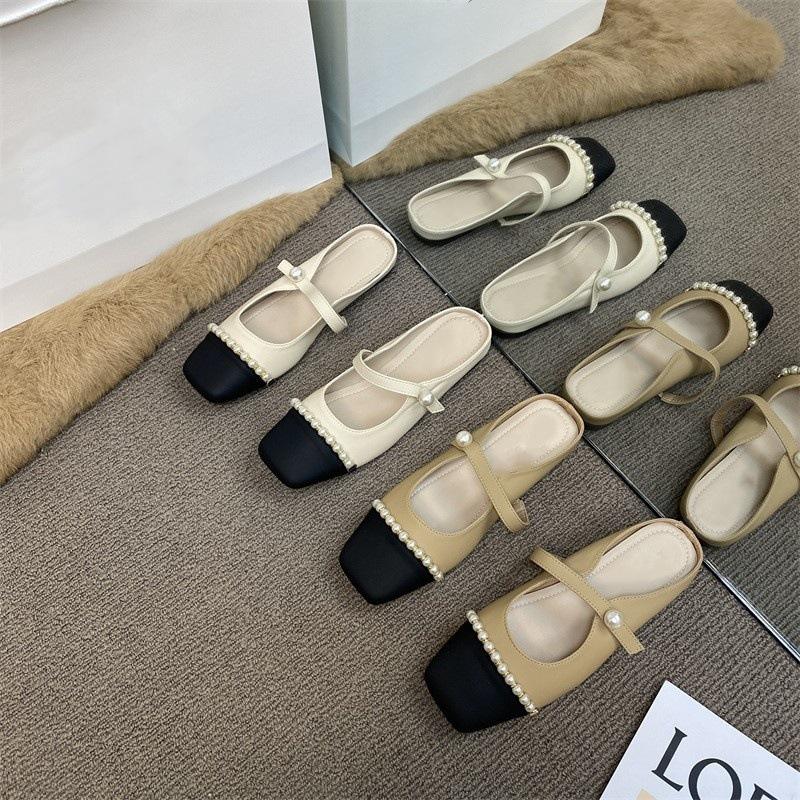 Little Fresh Fairy Flat Slippers Summer Wear Fashion Versatile Internet Celebrity Pearl Sandals Beach Slippers Muller Shoes