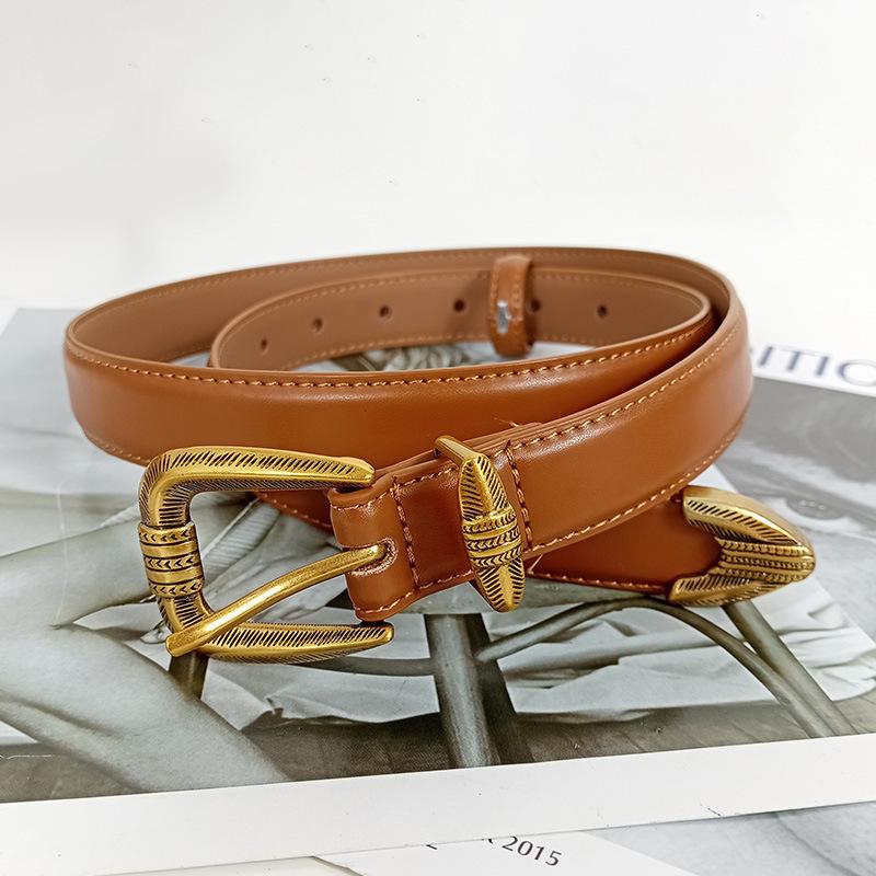 Fire sesonger tilgjengelig Nytt belte Dame Skinn Mote Allsidig Jeansbelte Dekorasjon Med Skjørt, Dress, Genser Midjedeksel