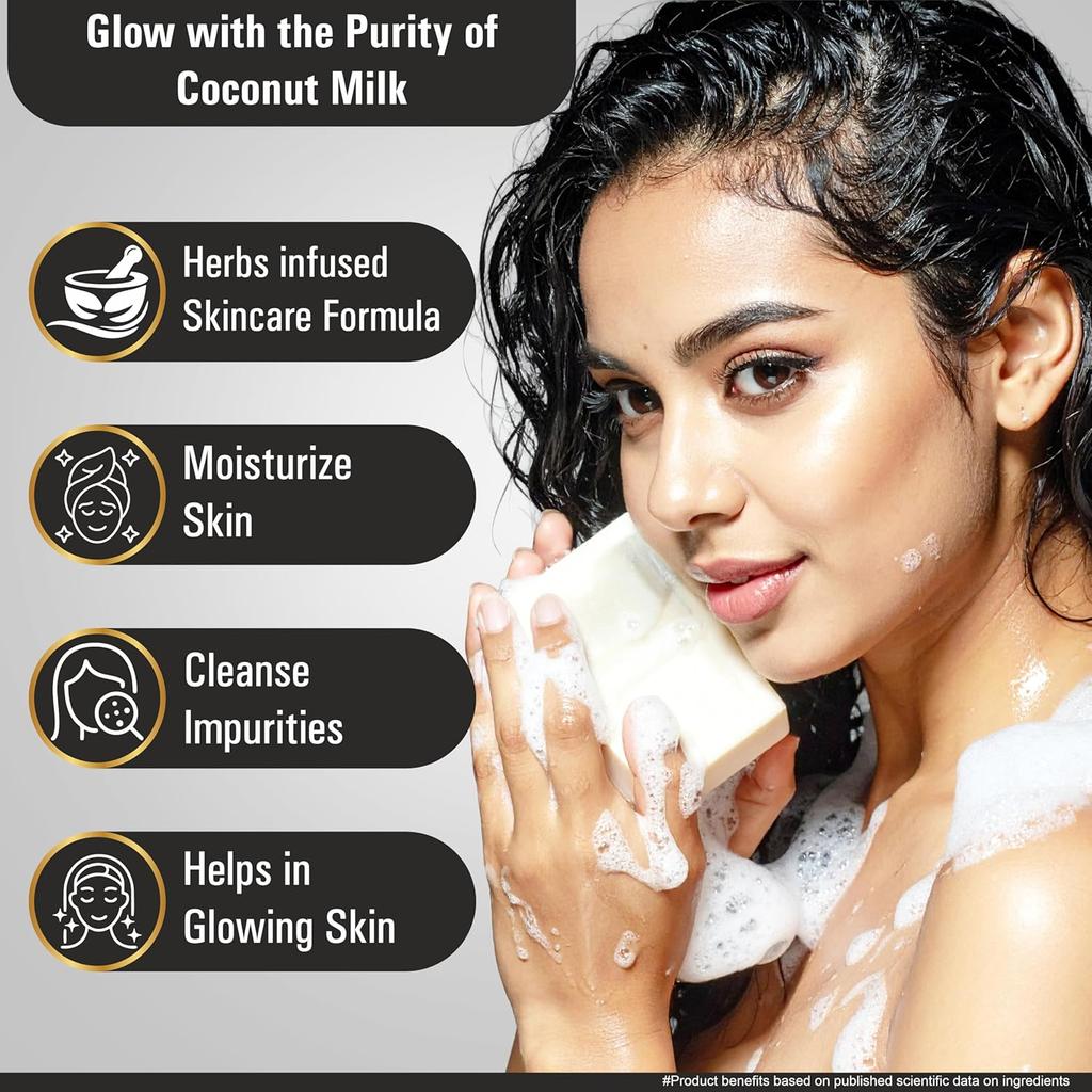 Savon pour le bain Multani Lait de Coco Naturel & Miel Lot de 5 Pièces (125 g Chacun) Savon Hydratant Nettoyant Doux Pour Hommes Femmes