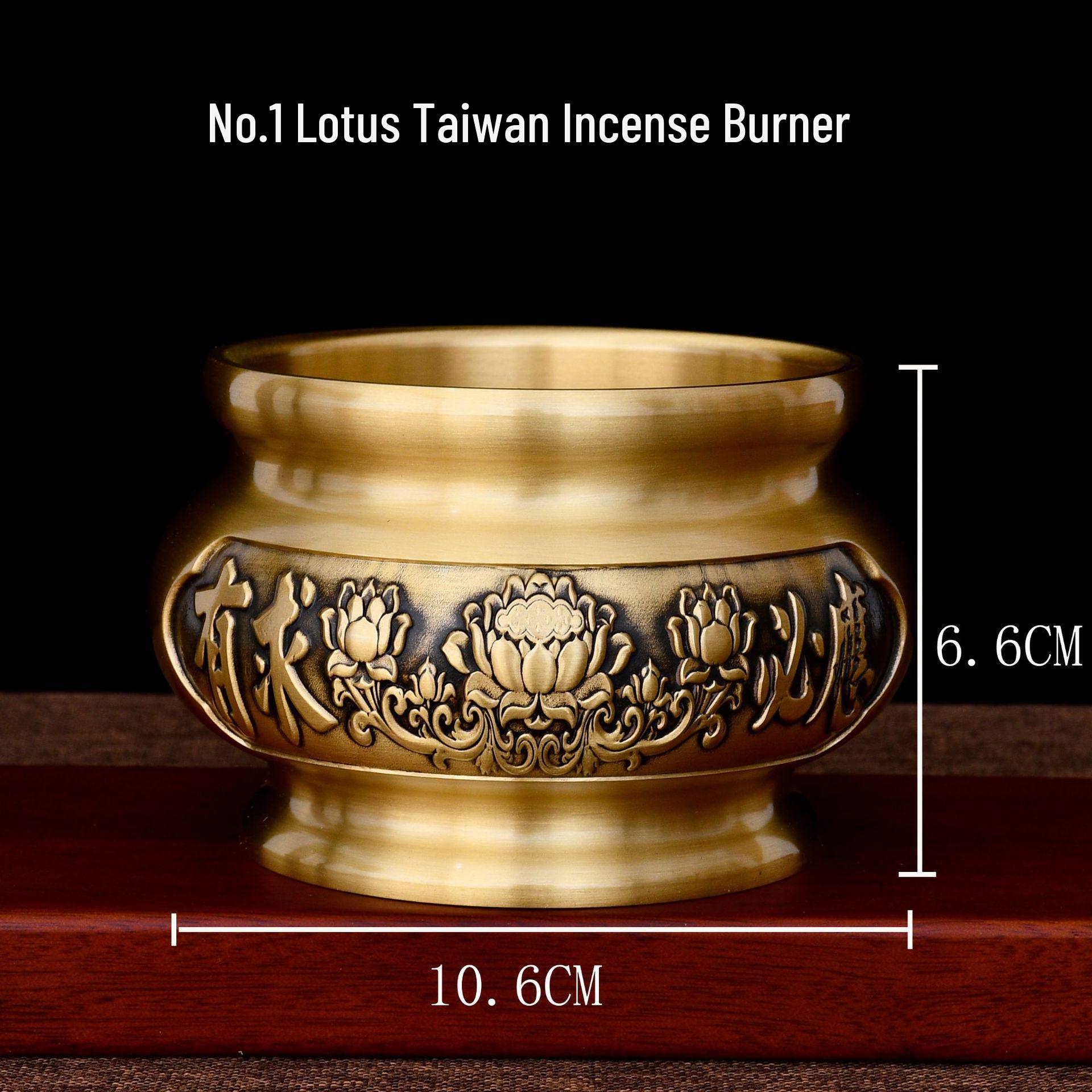 Brass Lotus Flat-Bottomed Incense Burner - Taiwanese Design