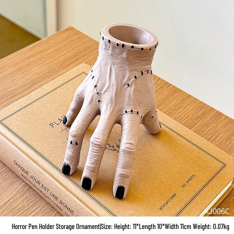 Creative Horror Hand Pen Holder: Multifunctional Desk Storage & Decorative Ornament for Student, Office, or Living Room.
