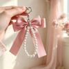 Simulation Pearl Bow Knot Keychain Key Ring Bag Charm Keychain Girly Decorative Keychain  Gift Use