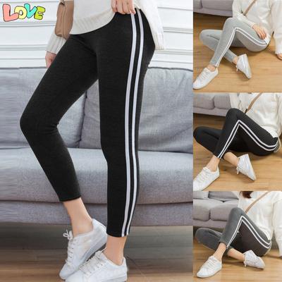 Pantalones deportivos ajustados elásticos a rayas informales para mujer para correr Yoga