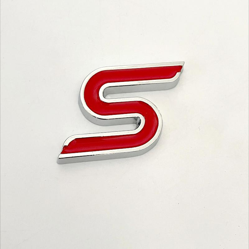 3D Metal S Logo Front Grille Emblem Badge Car Rear Trunk Stickers For Focus Fiesta Escape Ecosport Kuga Mondeo Accessories