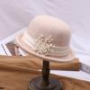 Autumn and winter fashionable and elegant all-match woolen basin hat, crimped dome top hat, women's new French retro wool top hat