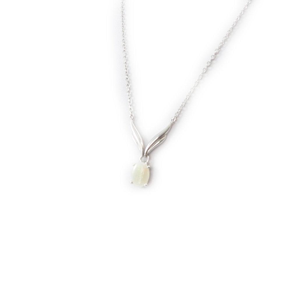 Les Trésors De Lily [I2600] - Stříbrný náhrdelník 'Opal Goddess' Postříbřený bílý (rhodiovaný) - 8x6 mm