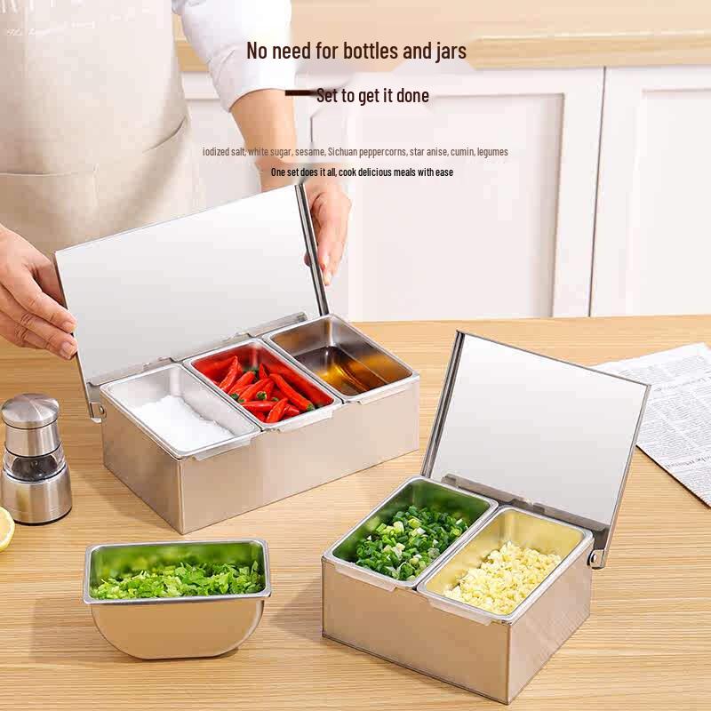 Stainless Steel Multi-Compartment Seasoning Box