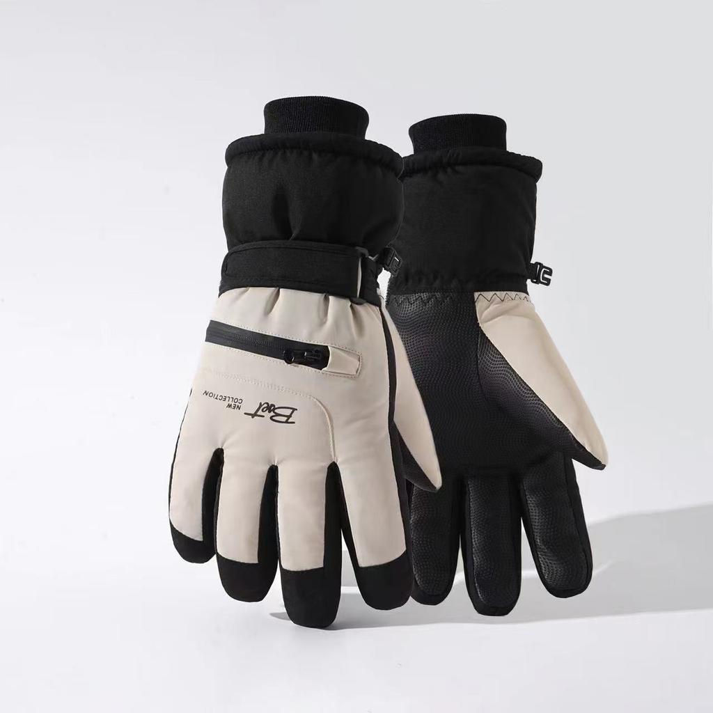 Customized Ski Gloves for Women's Outdoor Riding, Piled and Thickened, Non-slip, Anti-splashing, Windproof Sports, Warm Hands