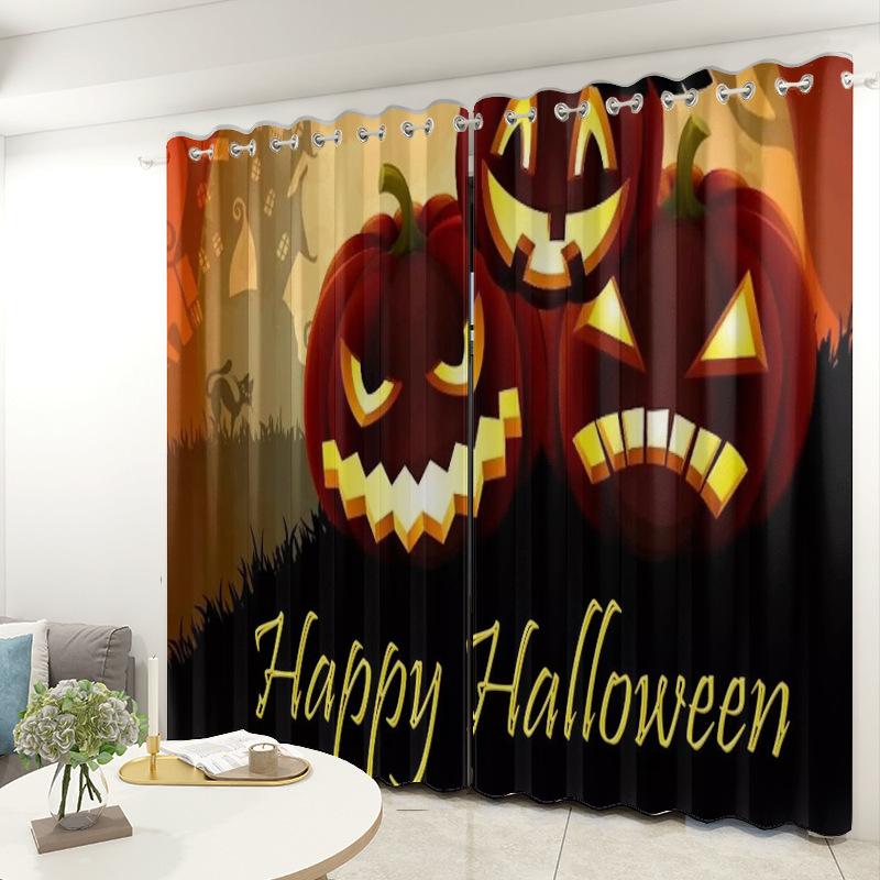 Halloween Curtain Cloth Bedroom Living Room Balcony Blackout Curtain Office Hotel Insulation Curtain