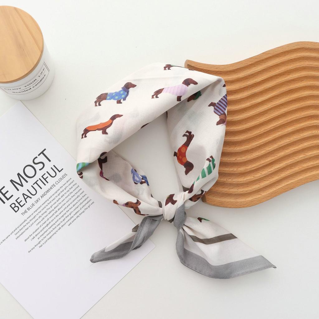 Pure Cotton Hand Towel Floral Bag Korean Style Retro Small Square Scarf Headscarf Women's Summer Good Match Scarf Outer Wear